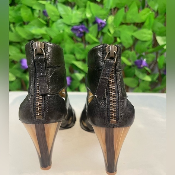 Nine West Black NWCurri Leather Healed Ankle Sandals Womens Size 5M Zip … - Picture 8 of 14